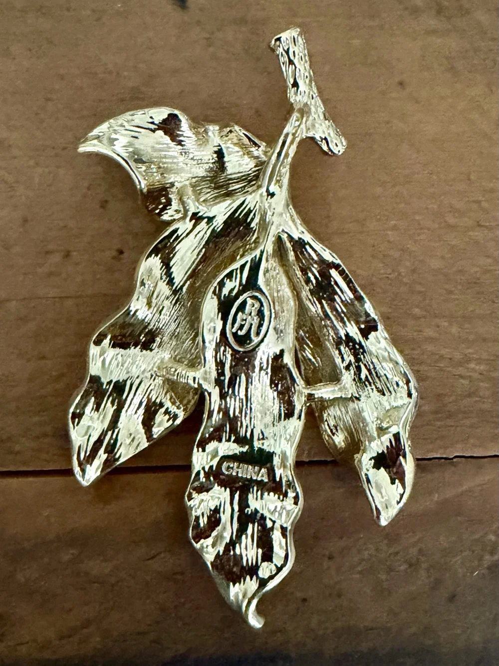 ROBERTO BY RFM SIGNED BRUSHED GOLD LEAF BRANCH STATEMENT PENDANT